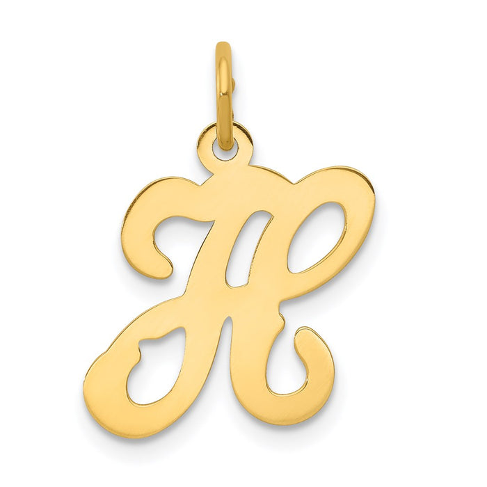 Million Charms 14K Yellow Gold Themed Alphabet Letter Initial H Charm