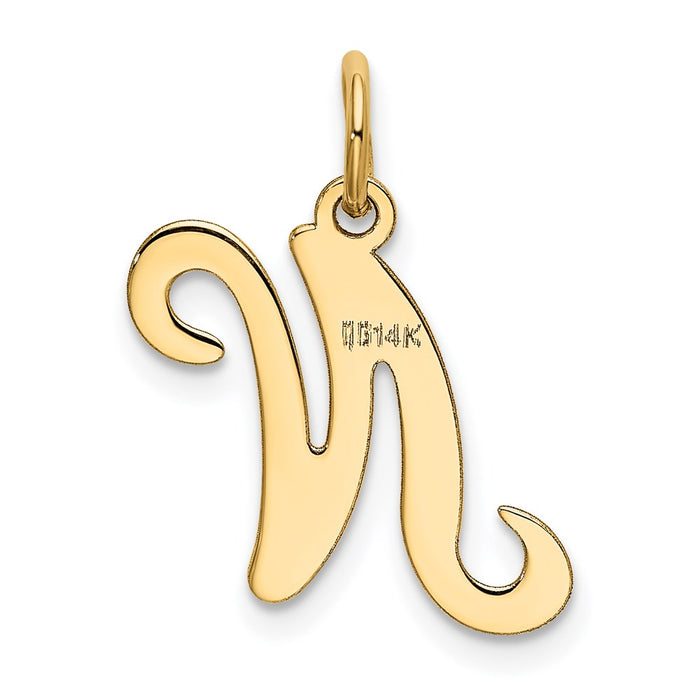 Million Charms 14K Yellow Gold Themed Alphabet Letter Initial N Charm