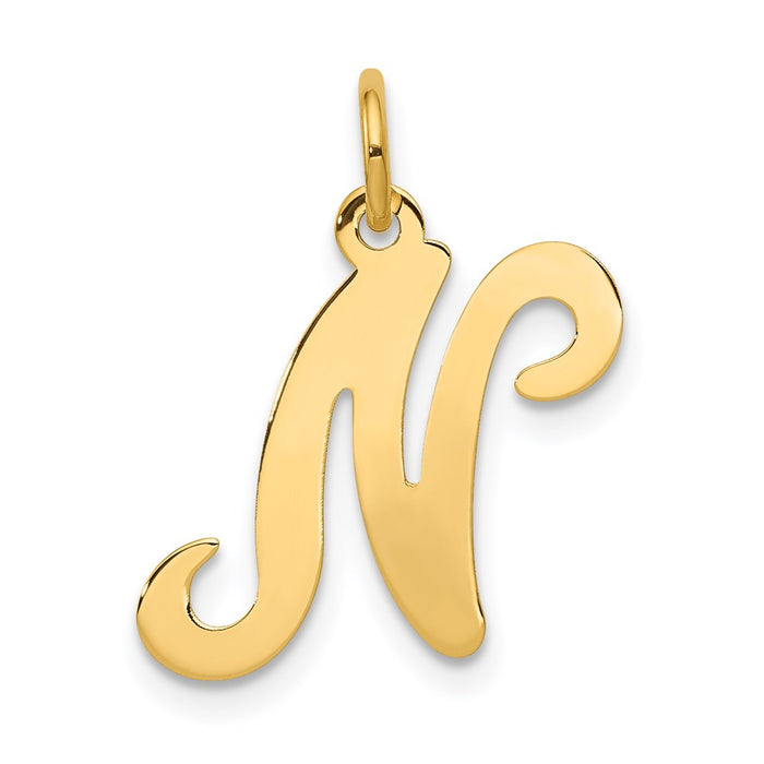 Million Charms 14K Yellow Gold Themed Alphabet Letter Initial N Charm