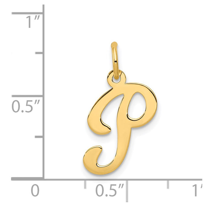 Million Charms 14K Yellow Gold Themed Alphabet Letter Initial P Charm