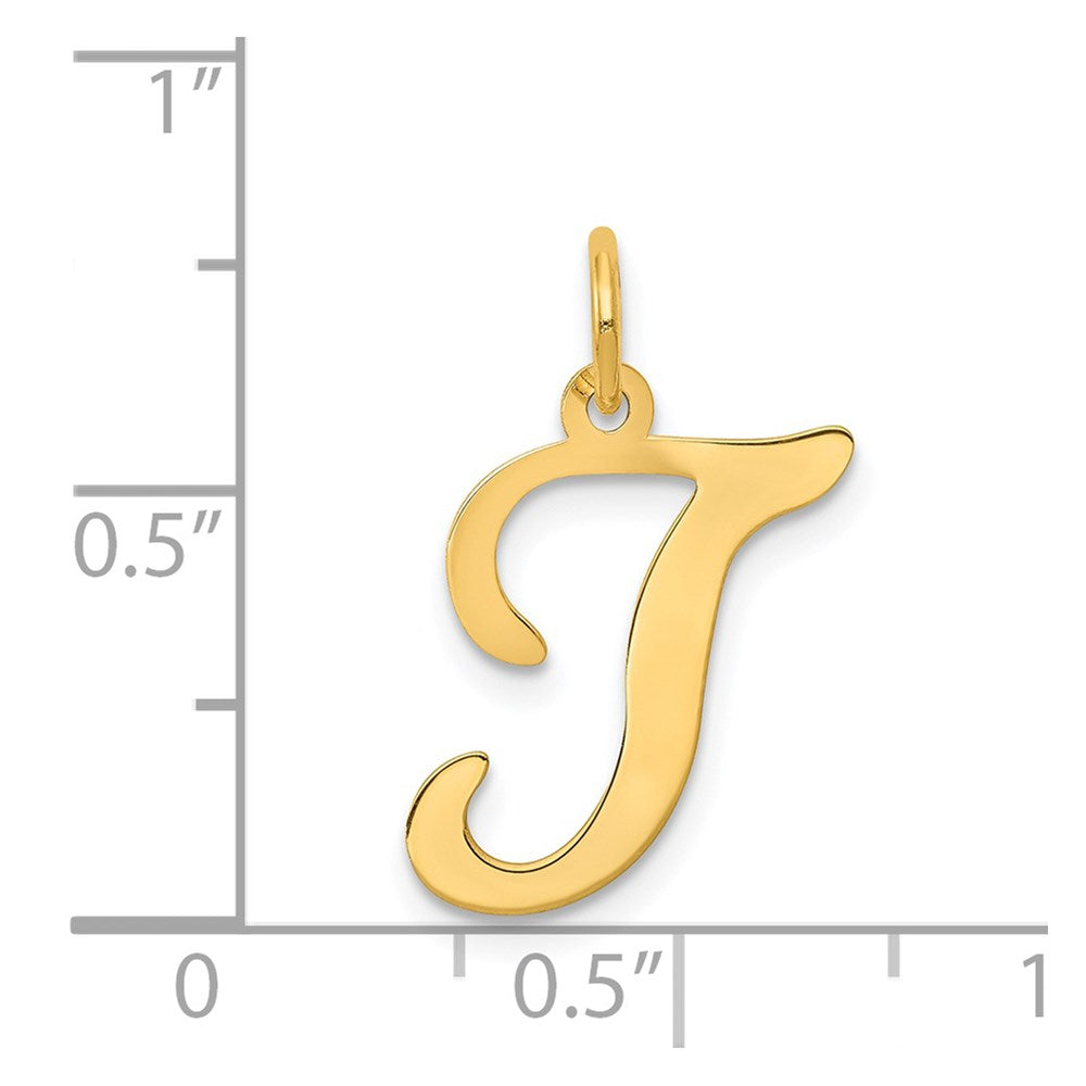 Million Charms 14K Yellow Gold Themed Alphabet Letter Initial T Charm