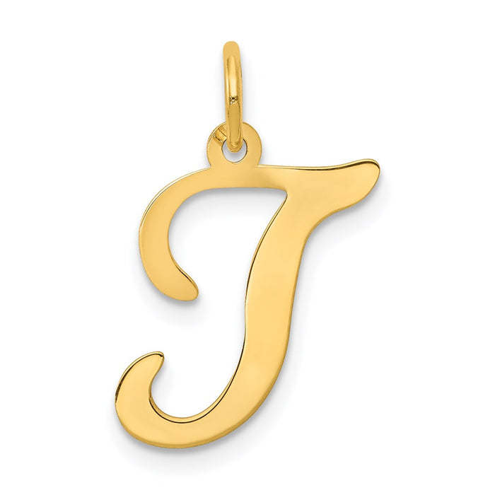 Million Charms 14K Yellow Gold Themed Alphabet Letter Initial T Charm