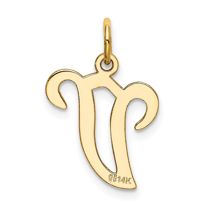 Million Charms 14K Yellow Gold Themed Alphabet Letter Initial V Charm