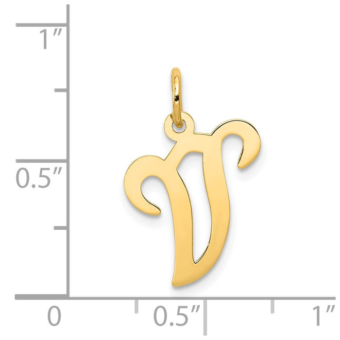 Million Charms 14K Yellow Gold Themed Alphabet Letter Initial V Charm