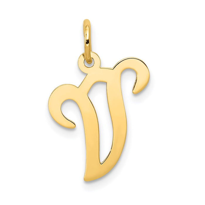 Million Charms 14K Yellow Gold Themed Alphabet Letter Initial V Charm