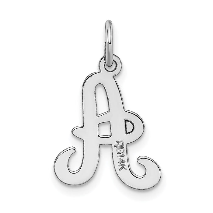 Million Charms 14K White Gold Themed Alphabet Letter Initial A Charm