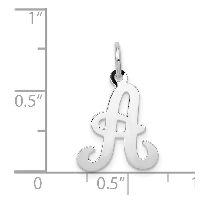 Million Charms 14K White Gold Themed Alphabet Letter Initial A Charm