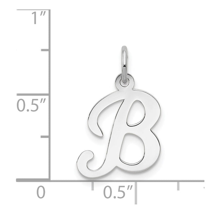 Million Charms 14K White Gold Themed Alphabet Letter Initial B Charm