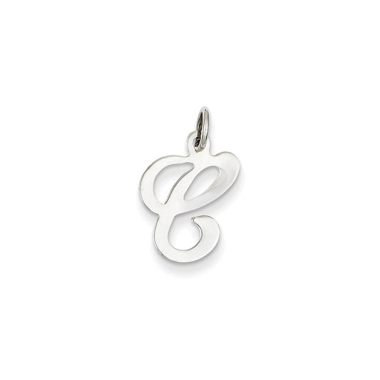 Million Charms 14K White Gold Themed Alphabet Letter Initial C Charm