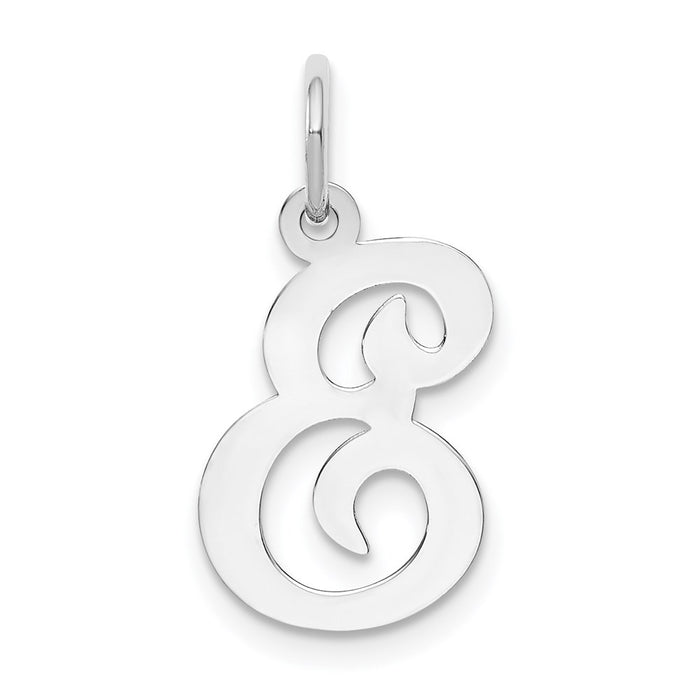 Million Charms 14K White Gold Themed Alphabet Letter Initial E Charm