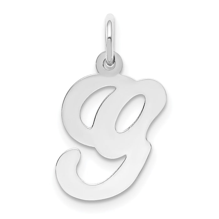 Million Charms 14K White Gold Themed Alphabet Letter Initial G Charm