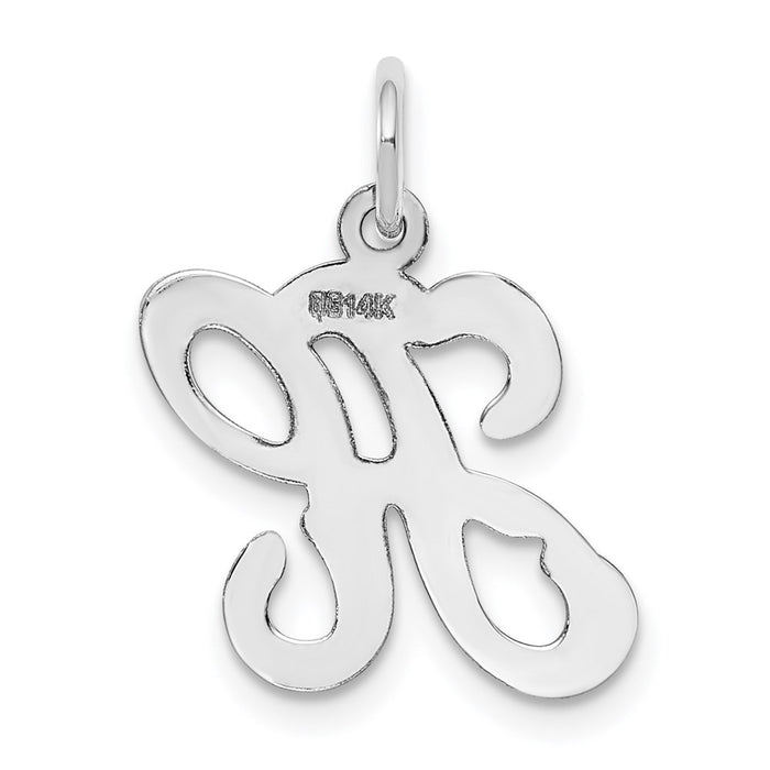 Million Charms 14K White Gold Themed Alphabet Letter Initial H Charm