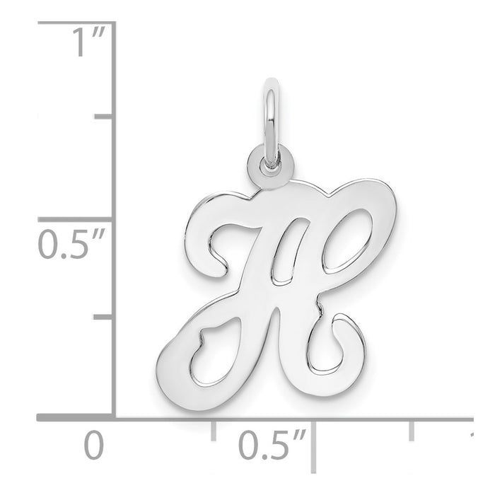 Million Charms 14K White Gold Themed Alphabet Letter Initial H Charm