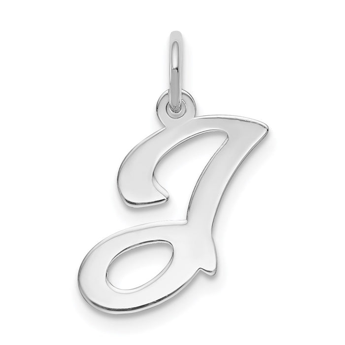 Million Charms 14K White Gold Themed Alphabet Letter Initial J Charm