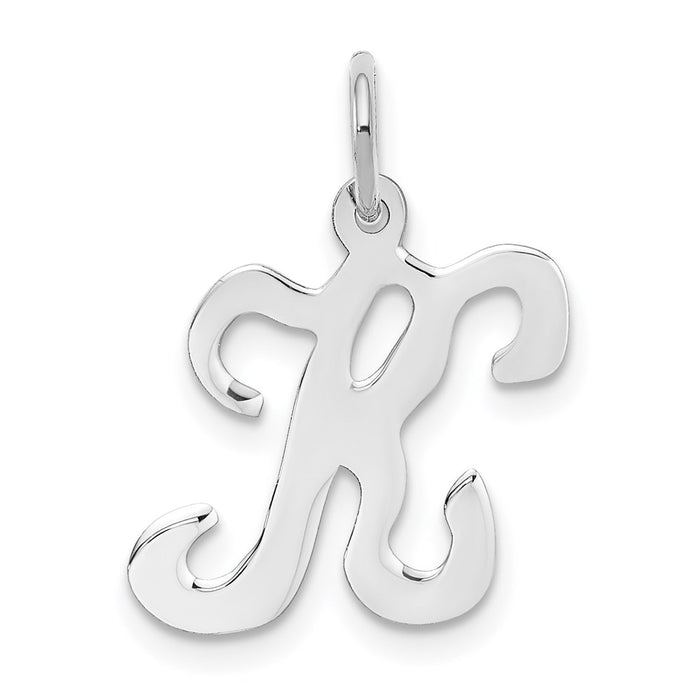 Million Charms 14K White Gold Themed Alphabet Letter Initial K Charm