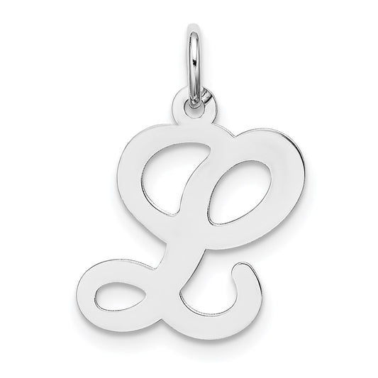 Million Charms 14K White Gold Themed Alphabet Letter Initial L Charm
