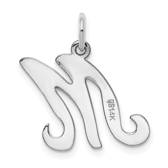 Million Charms 14K White Gold Themed Alphabet Letter Initial M Charm