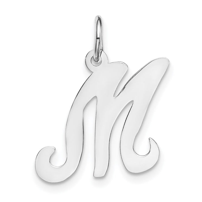 Million Charms 14K White Gold Themed Alphabet Letter Initial M Charm