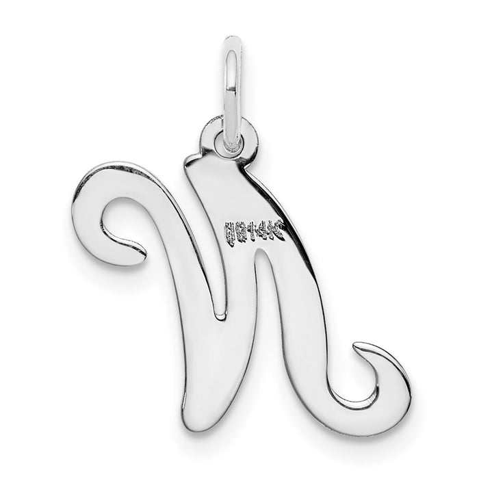 Million Charms 14K White Gold Themed Alphabet Letter Initial N Charm