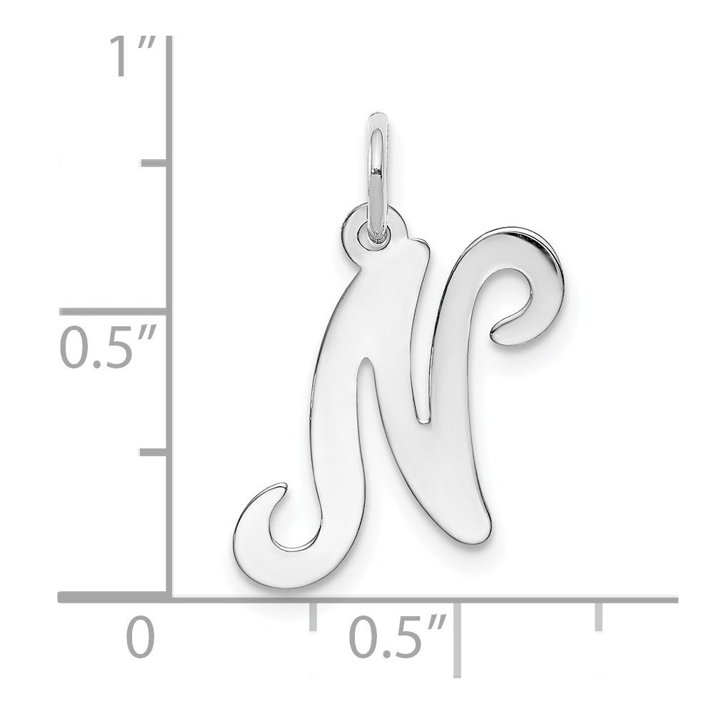 Million Charms 14K White Gold Themed Alphabet Letter Initial N Charm