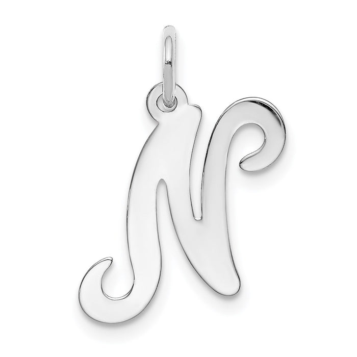 Million Charms 14K White Gold Themed Alphabet Letter Initial N Charm