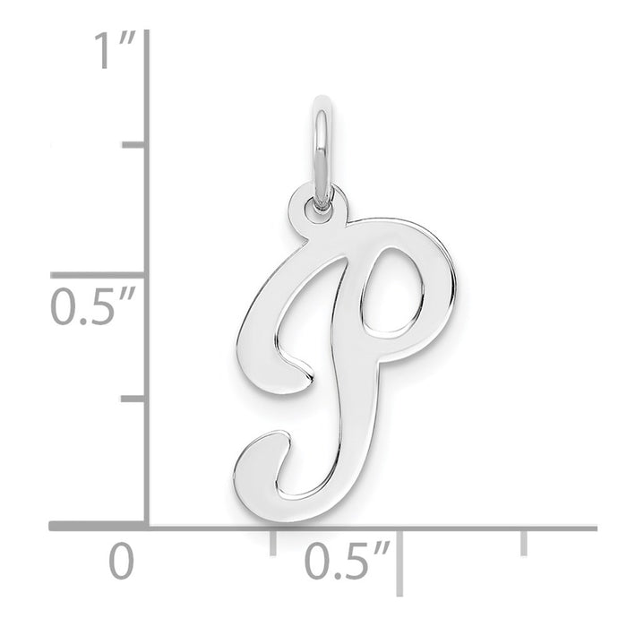 Million Charms 14K White Gold Themed Alphabet Letter Initial P Charm