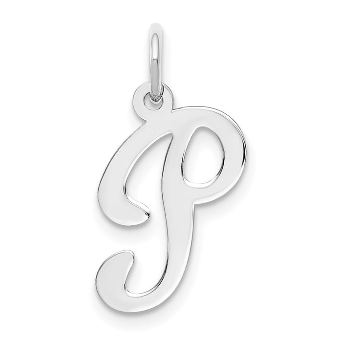 Million Charms 14K White Gold Themed Alphabet Letter Initial P Charm