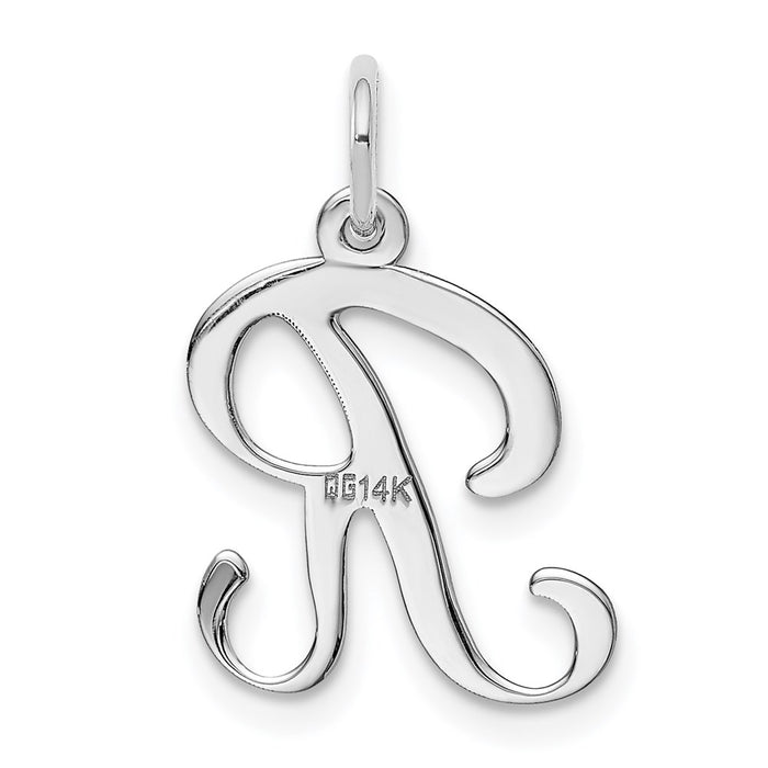 Million Charms 14K White Gold Themed Alphabet Letter Initial R Charm