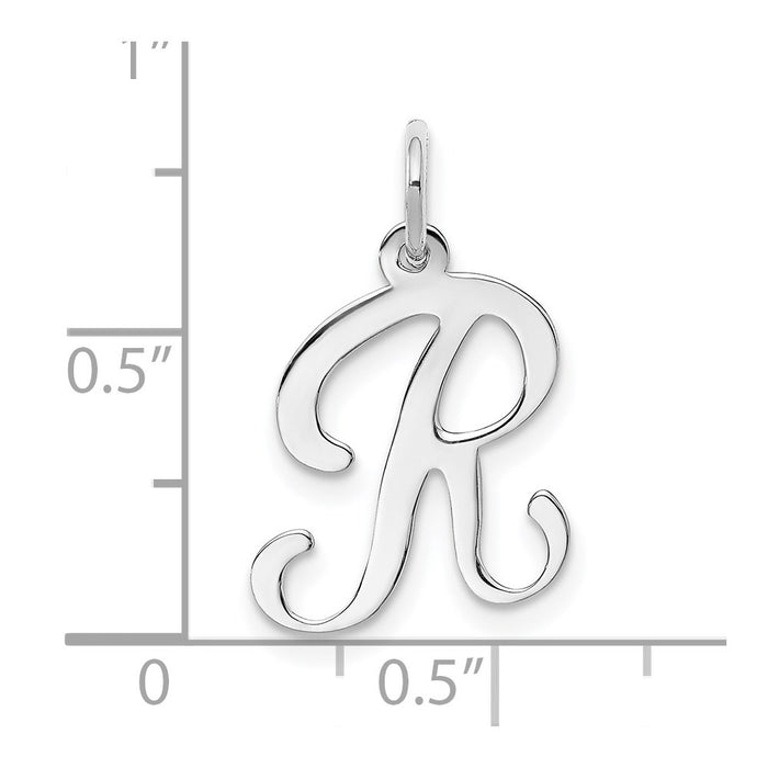 Million Charms 14K White Gold Themed Alphabet Letter Initial R Charm