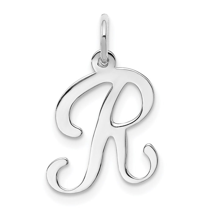 Million Charms 14K White Gold Themed Alphabet Letter Initial R Charm