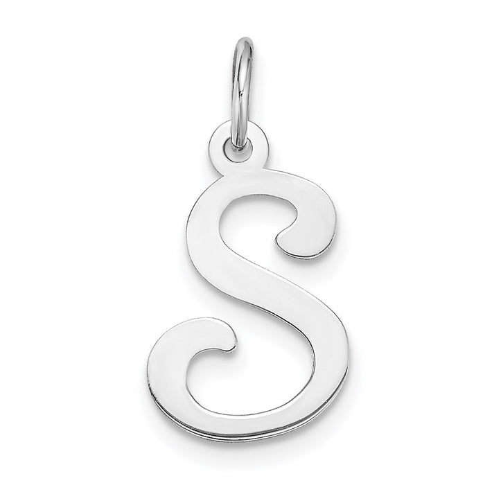 Million Charms 14K White Gold Themed Alphabet Letter Initial S Charm