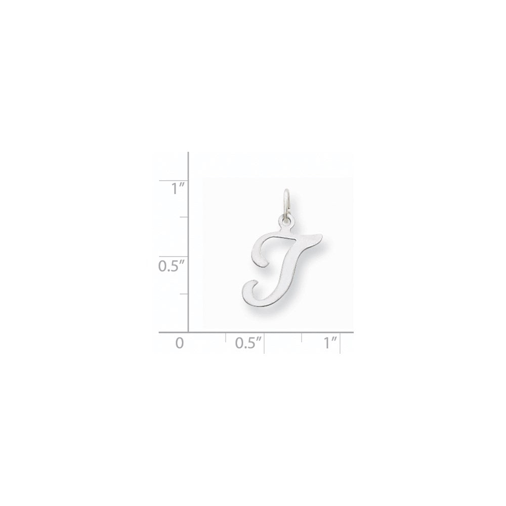 Million Charms 14K White Gold Themed Alphabet Letter Initial T Charm