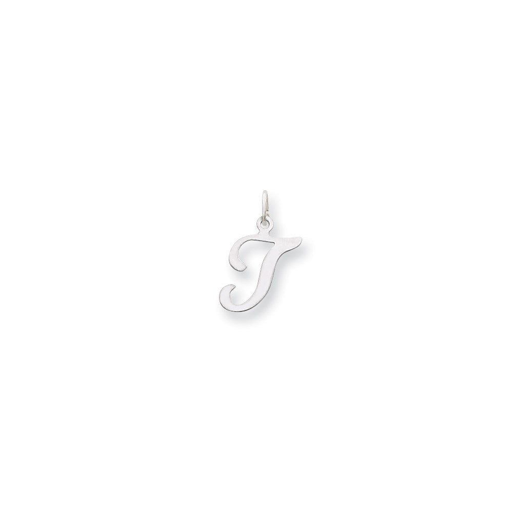 Million Charms 14K White Gold Themed Alphabet Letter Initial T Charm