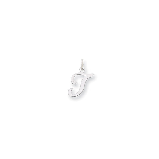 Million Charms 14K White Gold Themed Alphabet Letter Initial T Charm