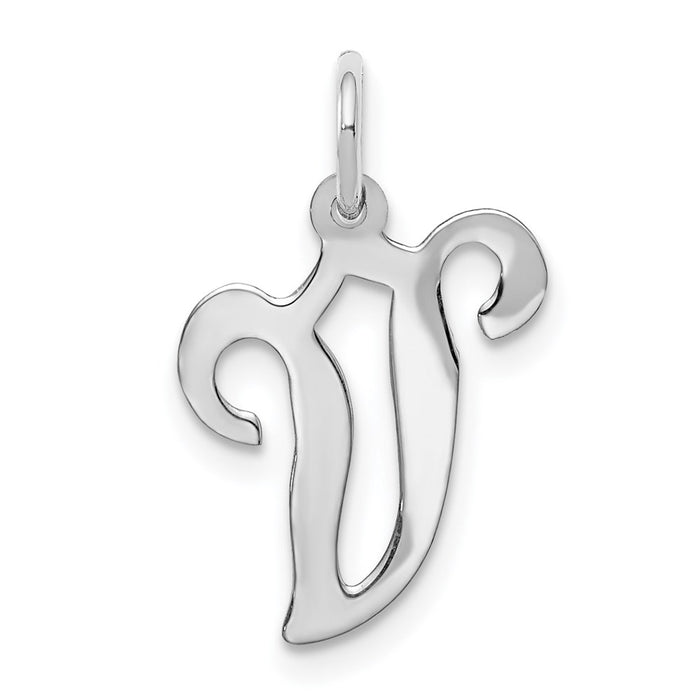 Million Charms 14K White Gold Themed Alphabet Letter Initial V Charm