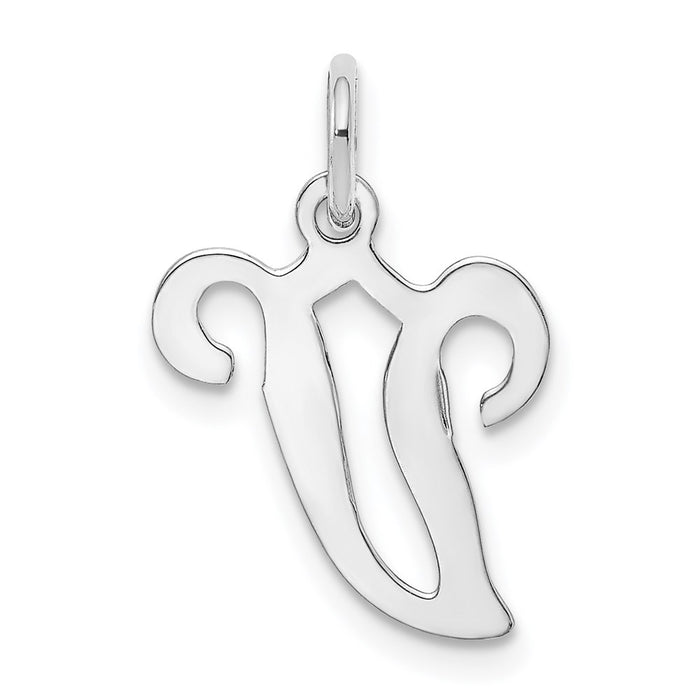 Million Charms 14K White Gold Themed Alphabet Letter Initial V Charm