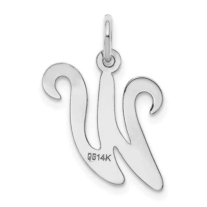 Million Charms 14K White Gold Themed Alphabet Letter Initial W Charm