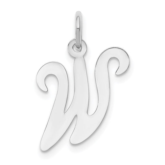 Million Charms 14K White Gold Themed Alphabet Letter Initial W Charm