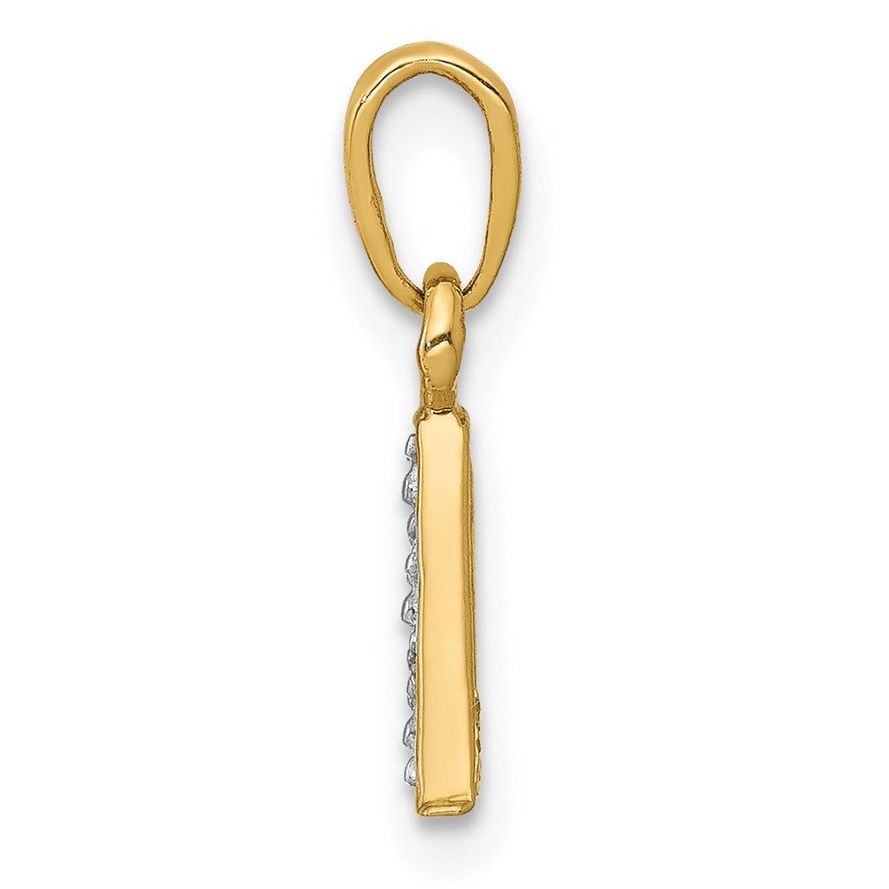 Million Charms 14K Yellow Gold Themed, Rhodium-plated Polished .01Ct Diamond Alphabet Letter Initial A Pendant