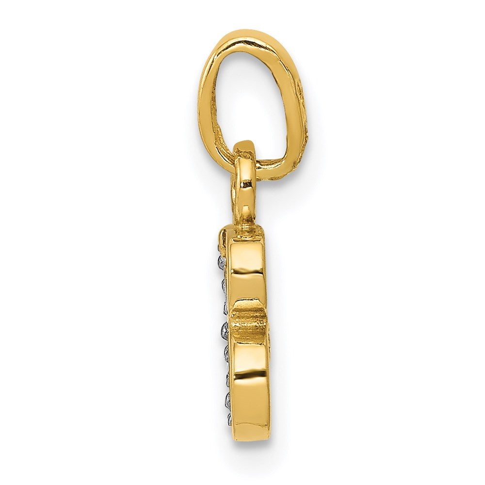 Million Charms 14K Yellow Gold Themed, Rhodium-plated Polished .01Ct Diamond Alphabet Letter Initial B Pendant