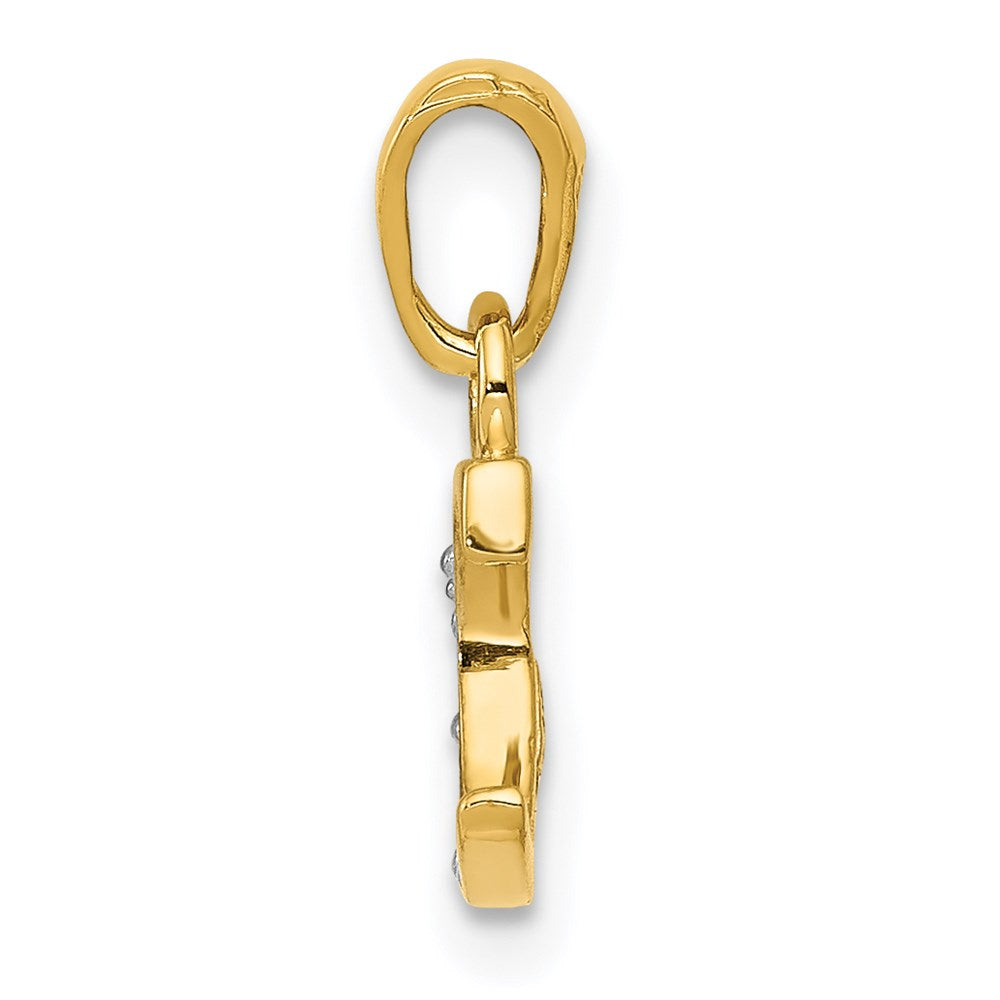 Million Charms 14K Yellow Gold Themed, Rhodium-plated Polished .01Ct Diamond Alphabet Letter Initial C Pendant