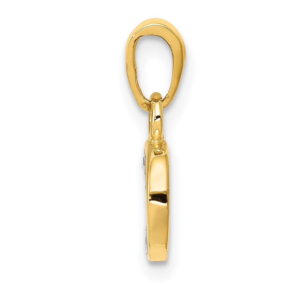 Million Charms 14K Yellow Gold Themed, Rhodium-plated Polished .01Ct Diamond Alphabet Letter Initial D Pendant