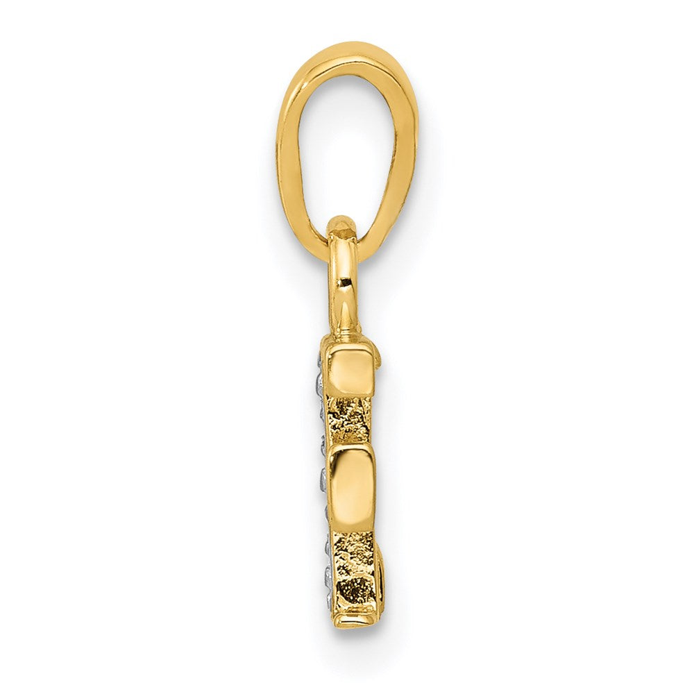 Million Charms 14K Yellow Gold Themed, Rhodium-plated Polished .01Ct Diamond Alphabet Letter Initial F Charm