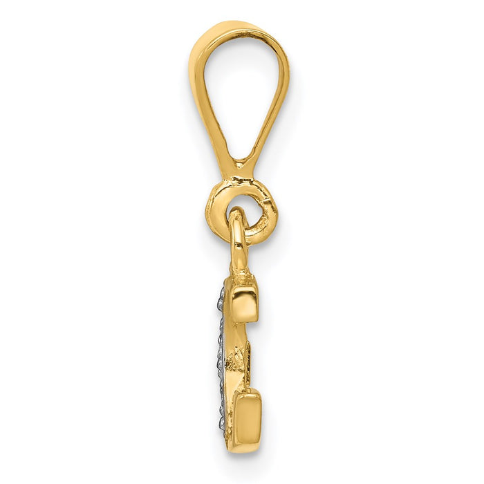 Million Charms 14K Yellow Gold Themed, Rhodium-plated Polished .01Ct Diamond Alphabet Letter Initial G Charm