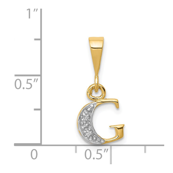 Million Charms 14K Yellow Gold Themed, Rhodium-plated Polished .01Ct Diamond Alphabet Letter Initial G Charm