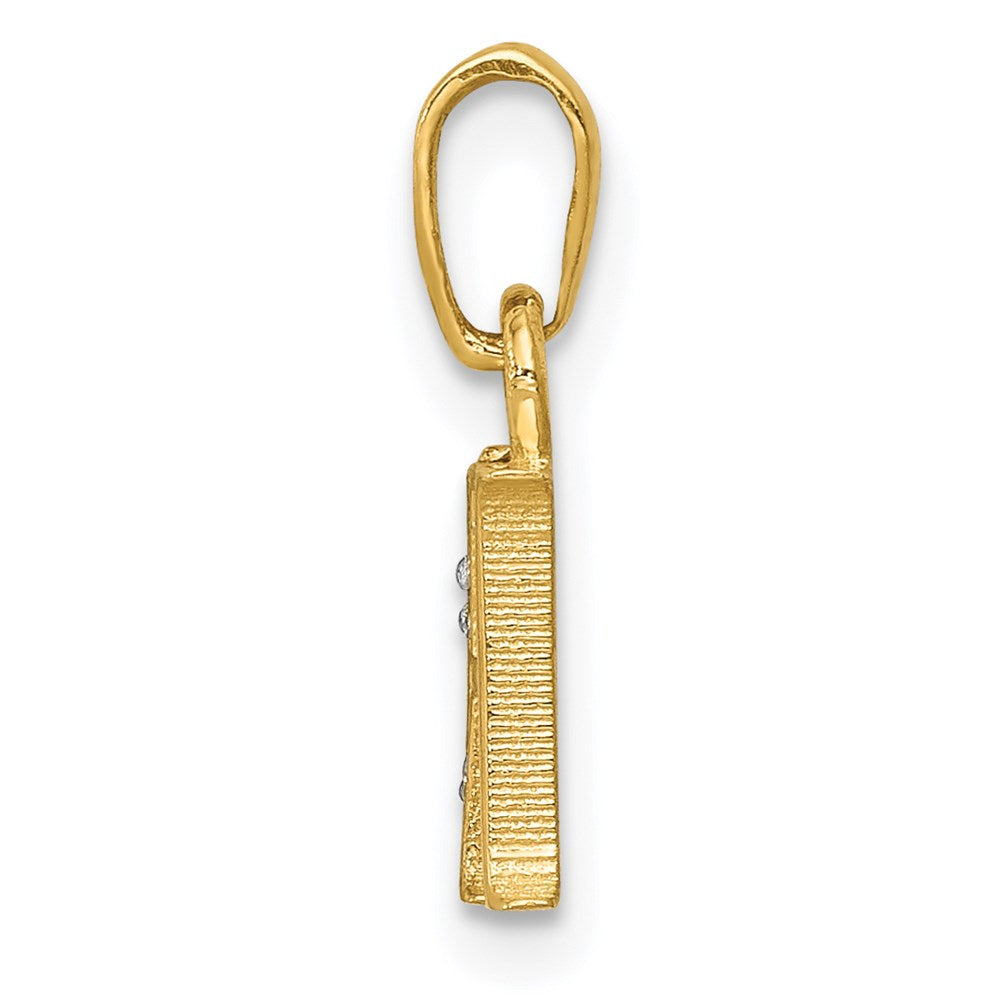 Million Charms 14K Yellow Gold Themed, Rhodium-plated Polished .01Ct Diamond Alphabet Letter Initial H Charm