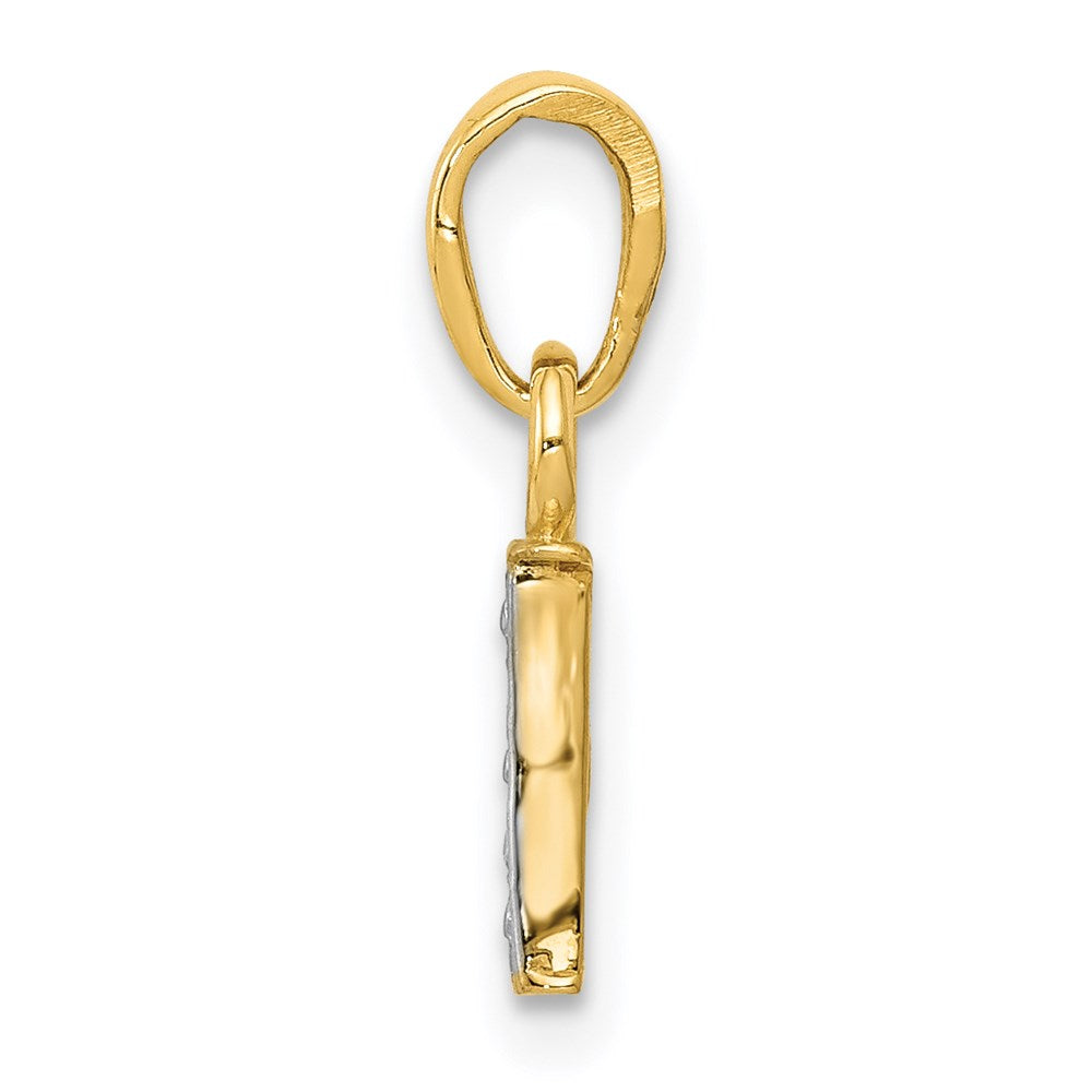 Million Charms 14K Yellow Gold Themed, Rhodium-plated Polished .01Ct Diamond Alphabet Letter Initial I Charm