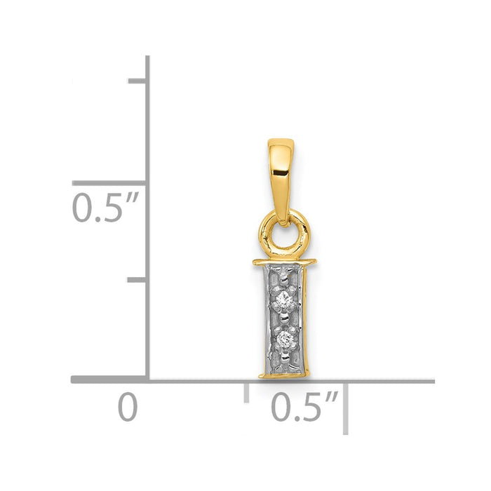 Million Charms 14K Yellow Gold Themed, Rhodium-plated Polished .01Ct Diamond Alphabet Letter Initial I Charm