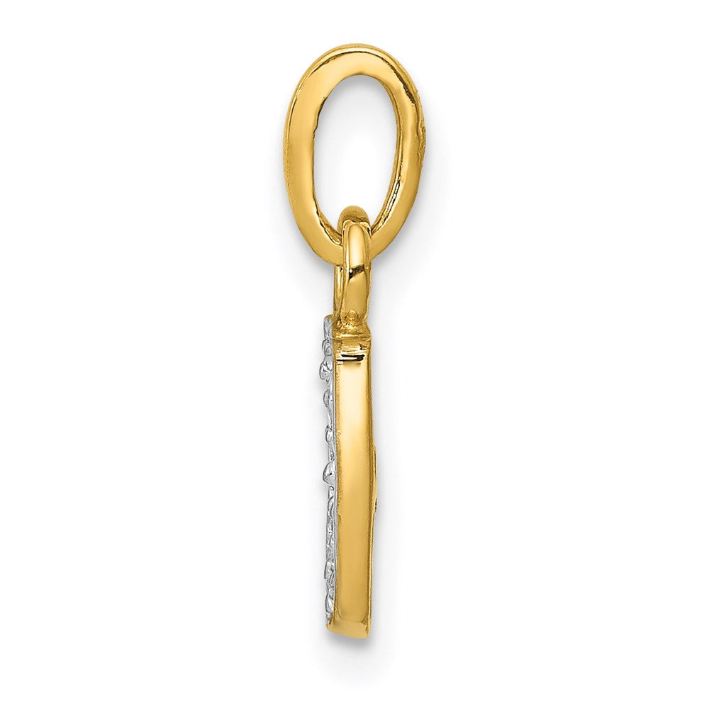 Million Charms 14K Yellow Gold Themed, Rhodium-plated Polished .01Ct Diamond Alphabet Letter Initial J Charm