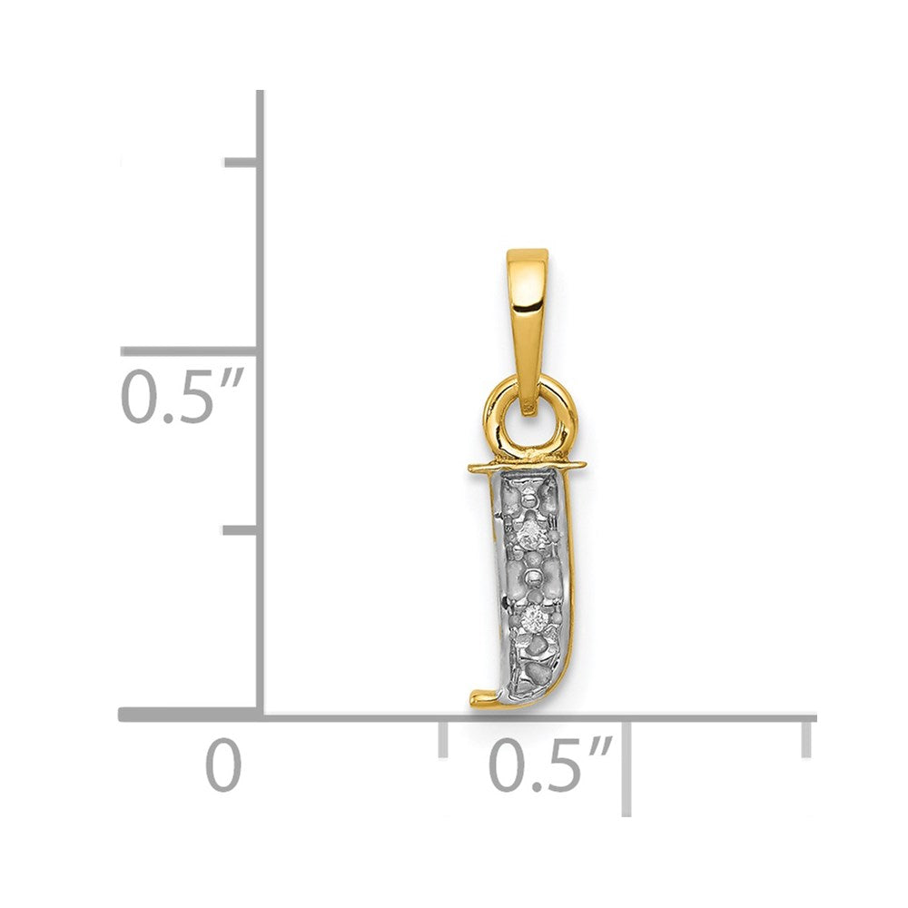 Million Charms 14K Yellow Gold Themed, Rhodium-plated Polished .01Ct Diamond Alphabet Letter Initial J Charm